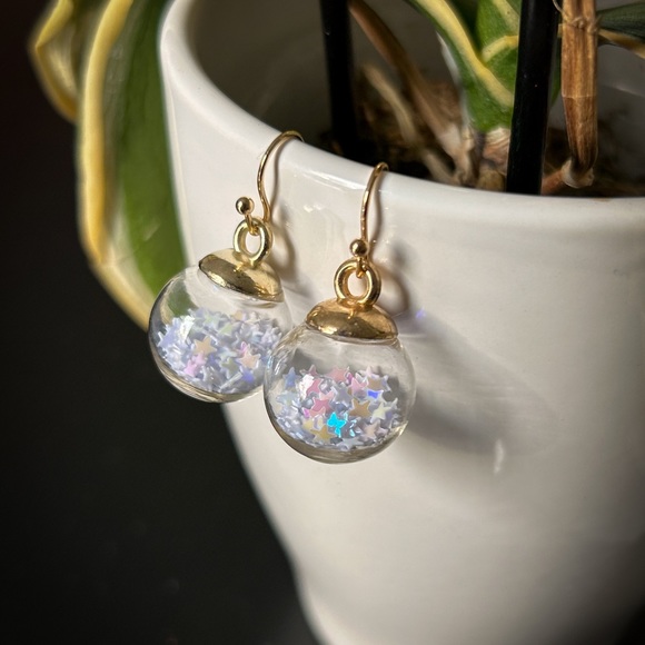 White Wishing Ball Earrings - Picture 2 of 7